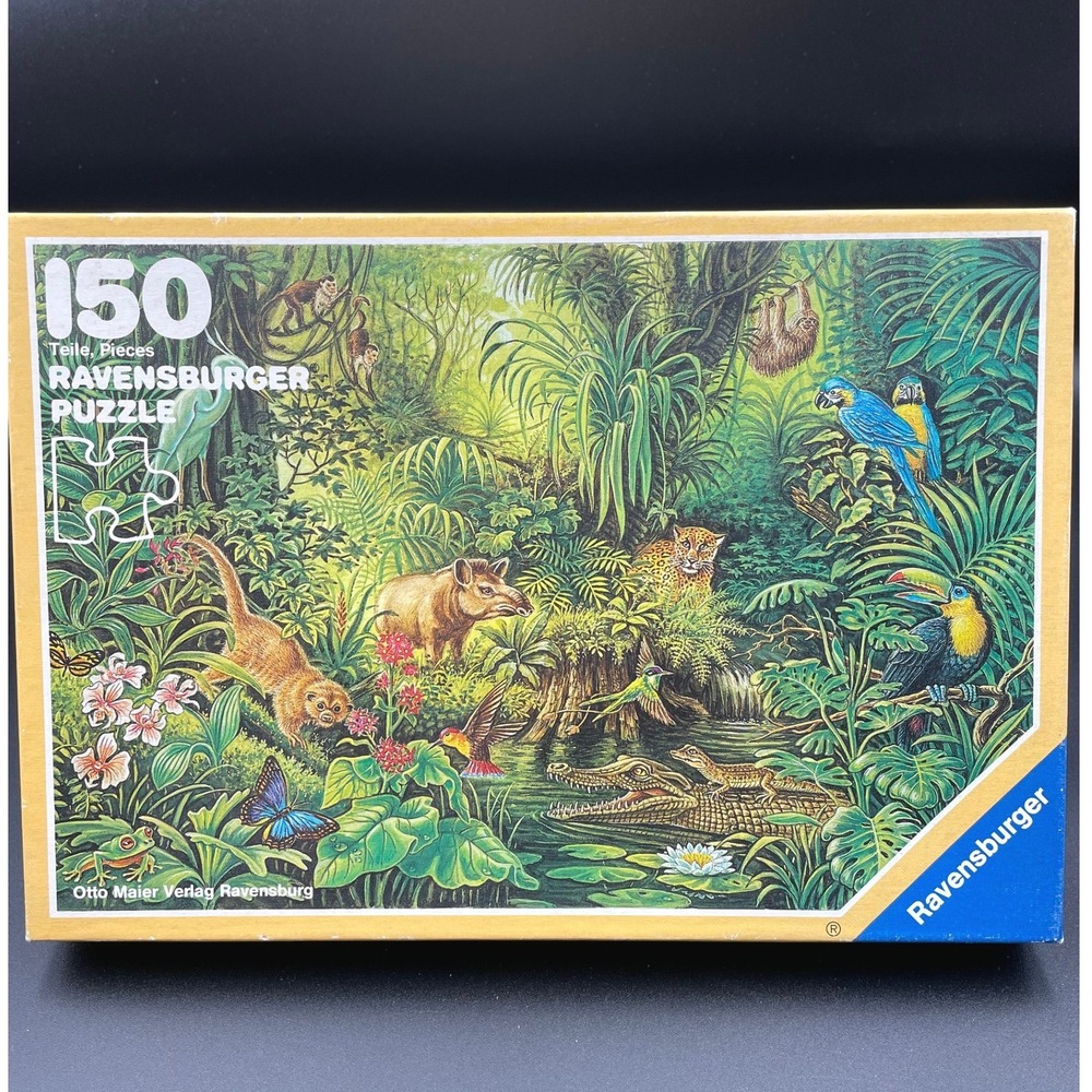 Vintage 1986 Ravensburger In the Jungle 150 Pc Puzzle West Germany COMPLETE